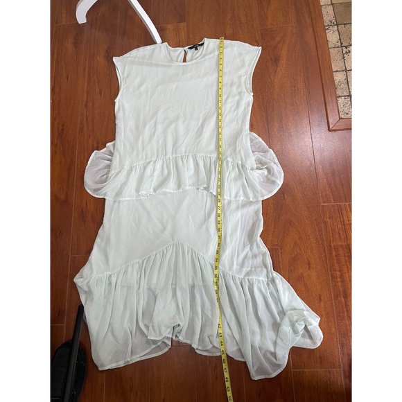 Vero Moda Pastel Midi Dress Ruffle Tiered Mint Green Lined Dress Size L - Picture 9 of 14